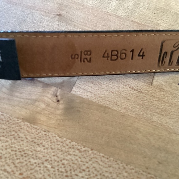 BRIGHTON Vintage 1” Gold & Silver Buckle Black Faux Reptile Leather Belt S 28 main image 6
